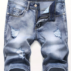 Men's Distressed Denim Shorts, Casual Street Style