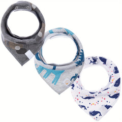 3pcs Baby Flowers Bibs Absorbent Feeding Soft Cotton Bibs
