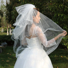 Bridal Wedding Veil With Comb White Faux Pearl Hair Accessories