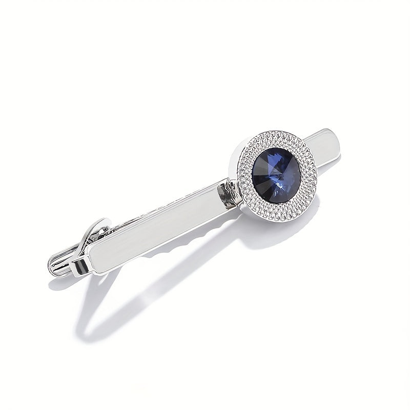 Round Zircon Collar Clip Shirt Suit Tie Clip For Men