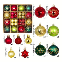 44pcs Shatterproof Christmas Ball Ornaments Set Wedding Party Tree Decor
