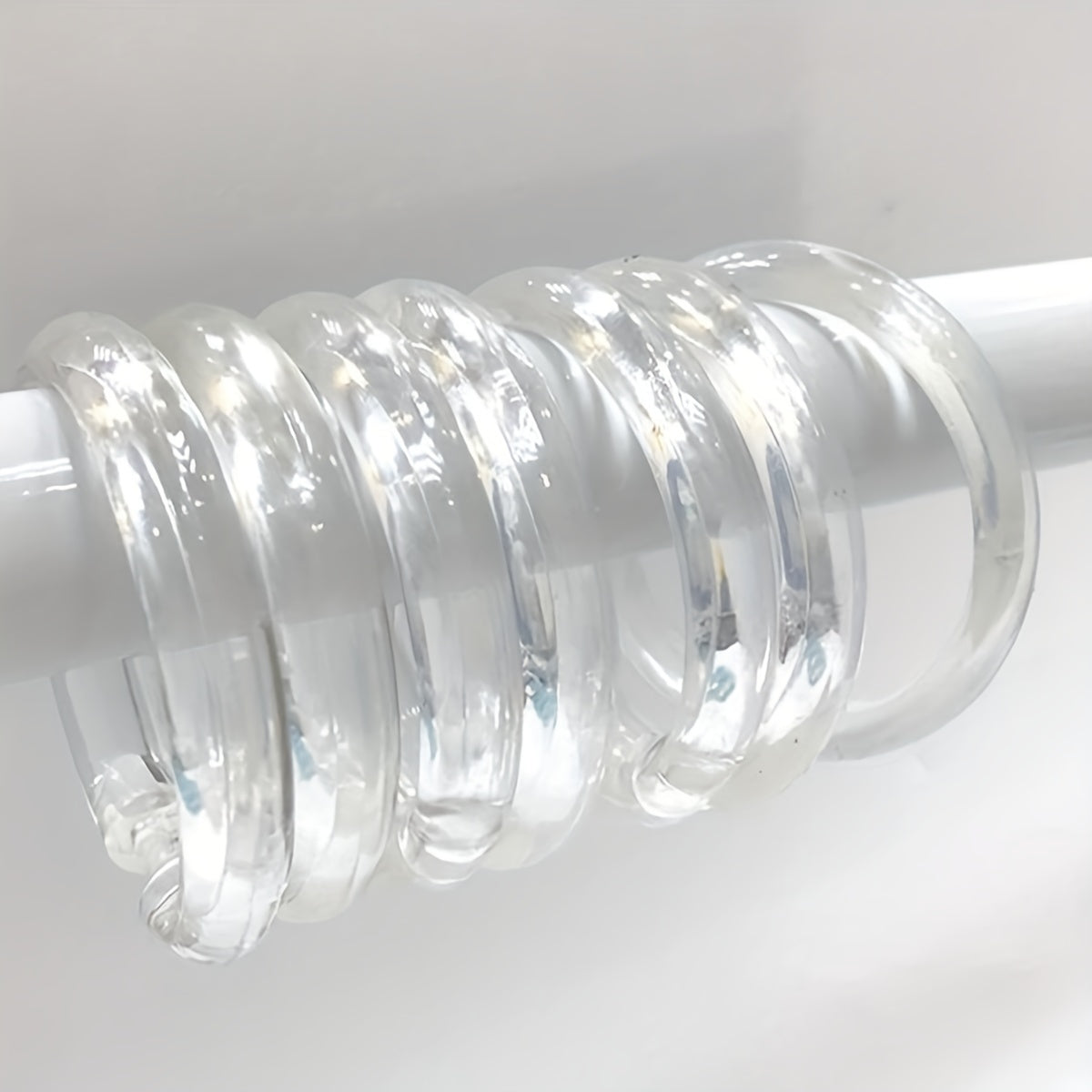 12pcs Transparent C-shaped Shower Curtain Hooks Plastic Rings