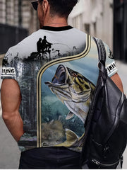 Men's Fishing Themed 3D Print Short Sleeve Round Neck T Shirt