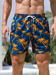 Men's Coconut Tree Beach Shorts Quick Drying Drawstring Sports Shorts