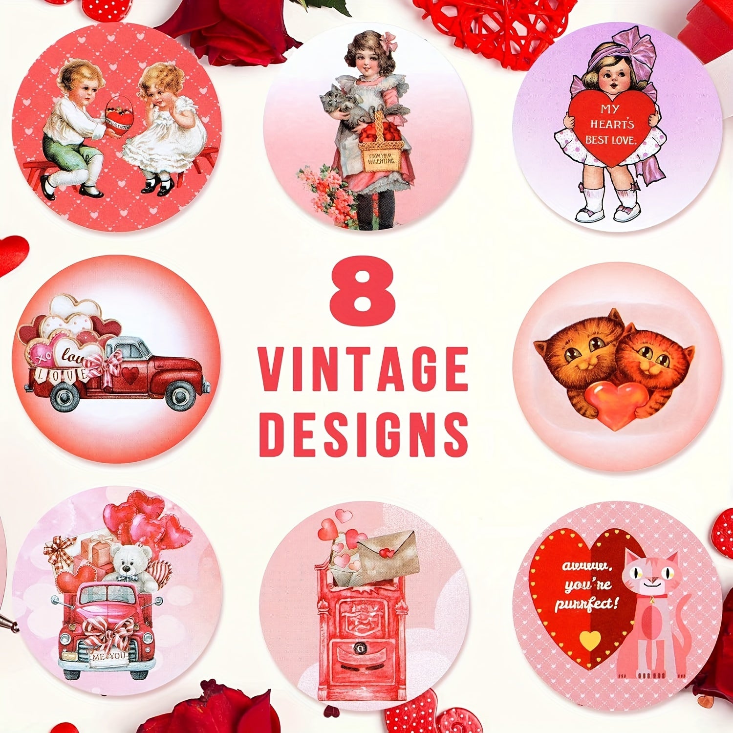 500 Heart Stickers Roll - Handicrafts Envelope Decorations