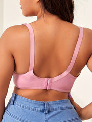 Sexy Bra Women's Plus Solid Contrast Lace Underwire Light Padding