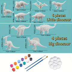15pcs Dino Painting Set w/ 10 Paints & Molds DIY Craft Kit for Boys & Girls