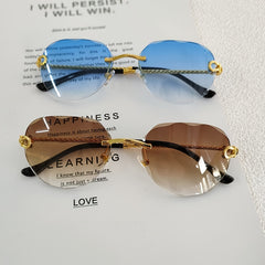 Summer Rimless Metal Polygon Pilot Aviation Sunglasses