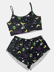 Tropical Print Sports Bra & Boy Shorts Set