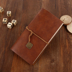 A5 Retro Leather Notepad Strap Diary - 68 Sheets