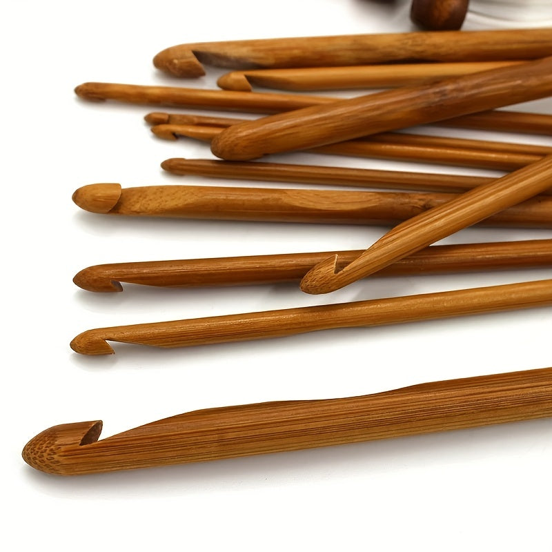 Bamboo Flexible Carpet Crochet Hooks Set 12 Sizes 3-10mm