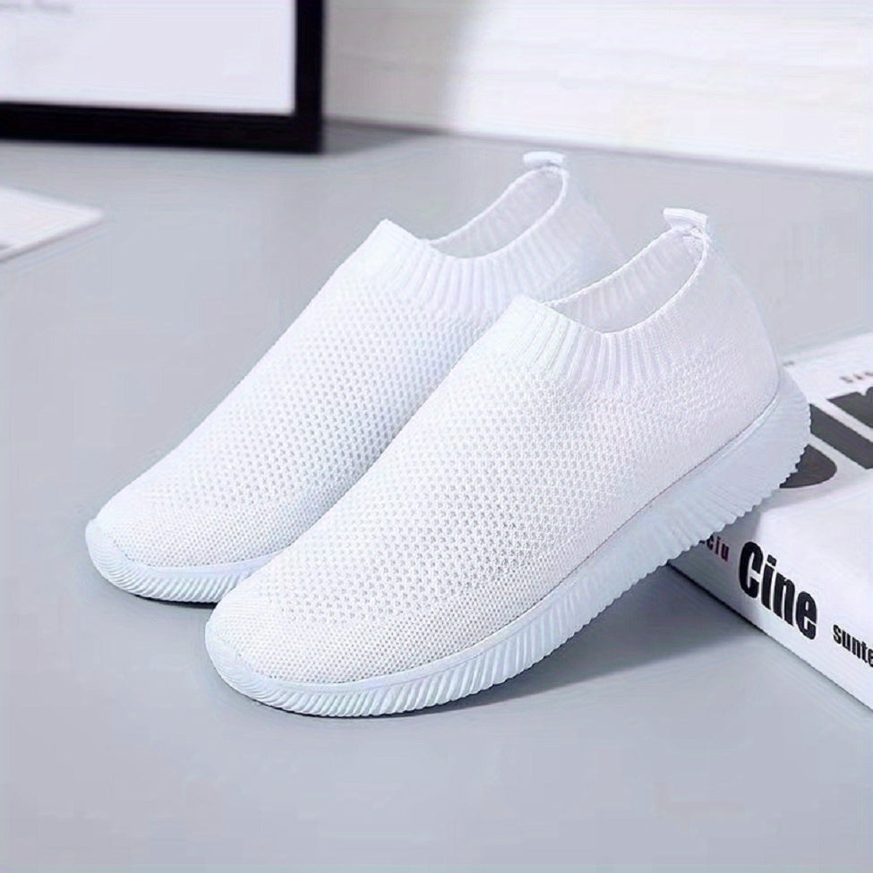 Women's Solid Cor Knitted Sneakers Breathable Slip On Jumping Rope Shoes