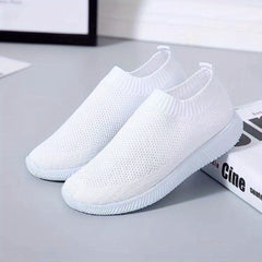 Women's Solid Cor Knitted Sneakers Breathable Slip On Jumping Rope Shoes