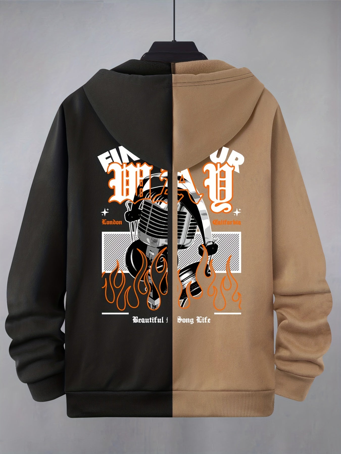 Abstract Pattern Print Hooded Jacket | Full Zip Up