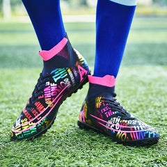 High Top Turf Football Boots - Gradient Print - Anti Skid - Breathable