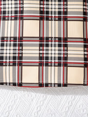Plaid Print Square Neck Spaghetti Strap Bodycon Dress