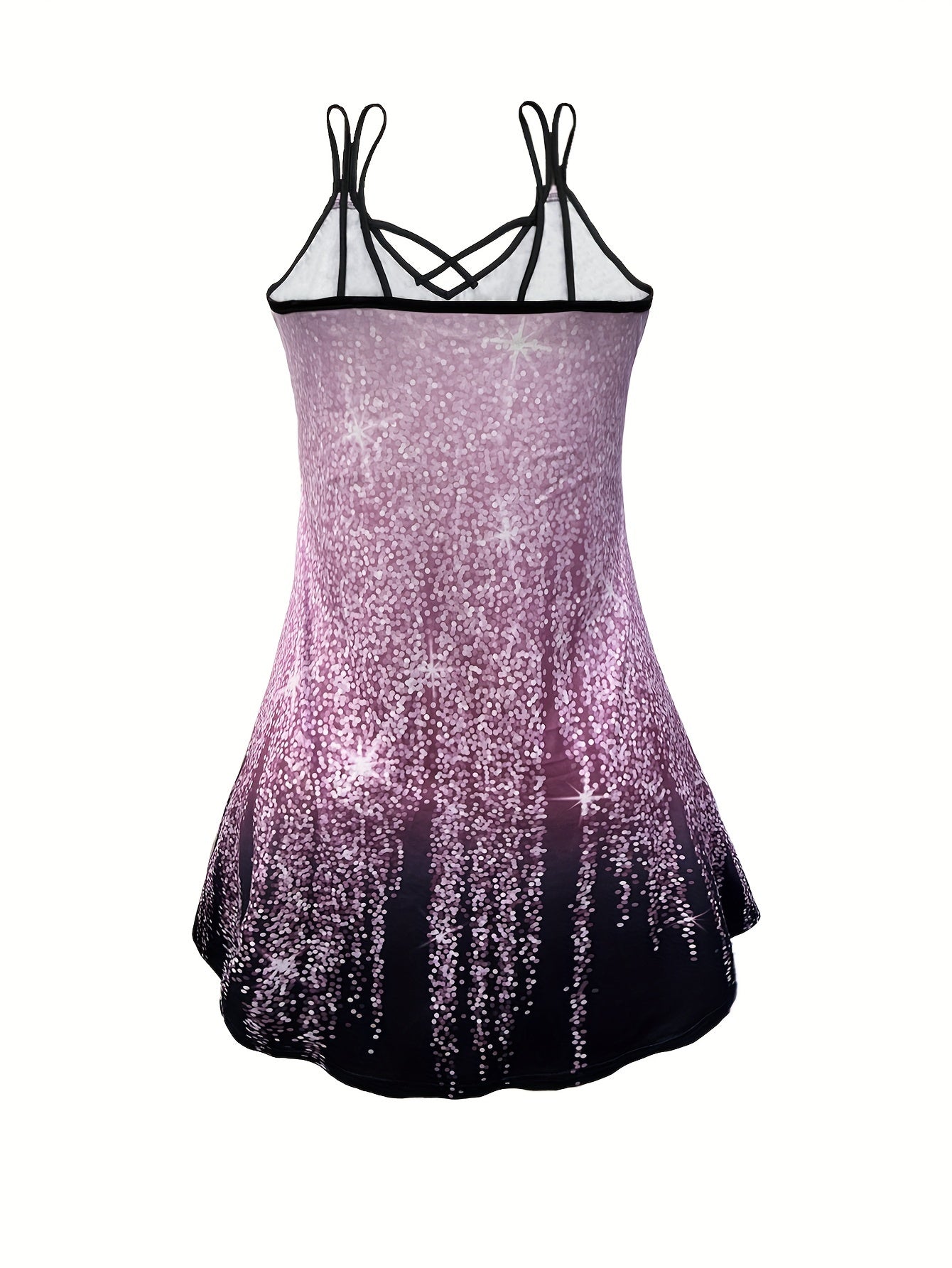 Ombre Print Criss Cross V Neck Cami Dress