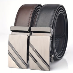 Men's Leather Slim Belt for Jeans Suit Ratchet Reversible