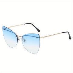 Y2K Rimless Cat Eye Gradient Sunglasses UV400 Sun Shades