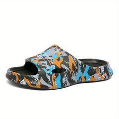 Men's Graphic Slides Casual Non Slip Slippers Open Toe Shoes