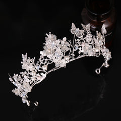 Butterfly Crown Flower Rhinestone Tiara for Women
