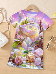 Flower Fairy Land Graphic Dress Girls Summer Gift