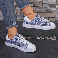 Women's Graffiti Pattern Flat Skate Shoes Breathable Non slip Outdoor Sneakers