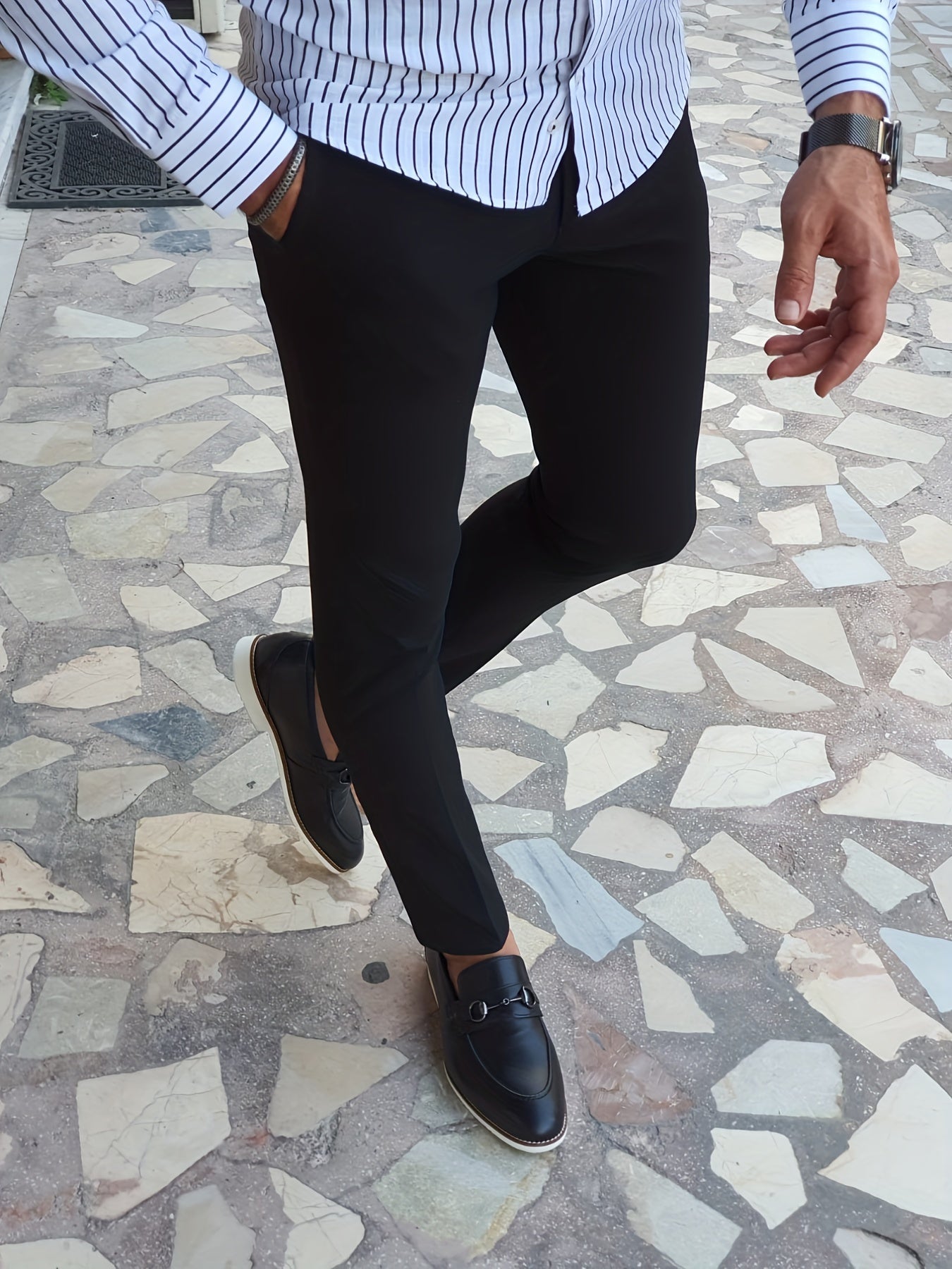 Men's Slim Fit Vintage Style Stretch Dress Pants
