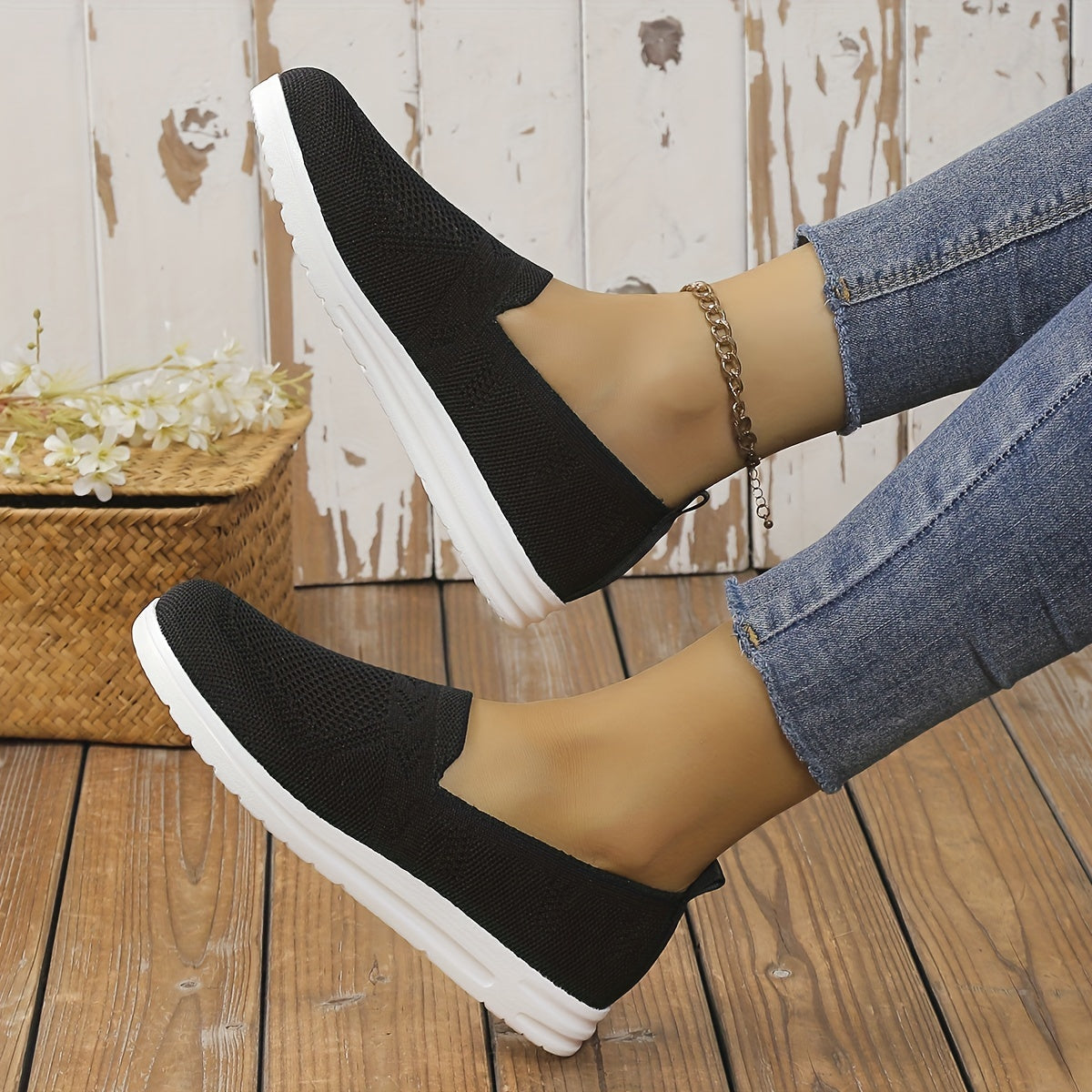 Women's Low Top Slip on Sneakers Hollow Out Casual Shoes