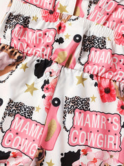 Baby Girls Cowgirl Floral Flared Overalls Outfit