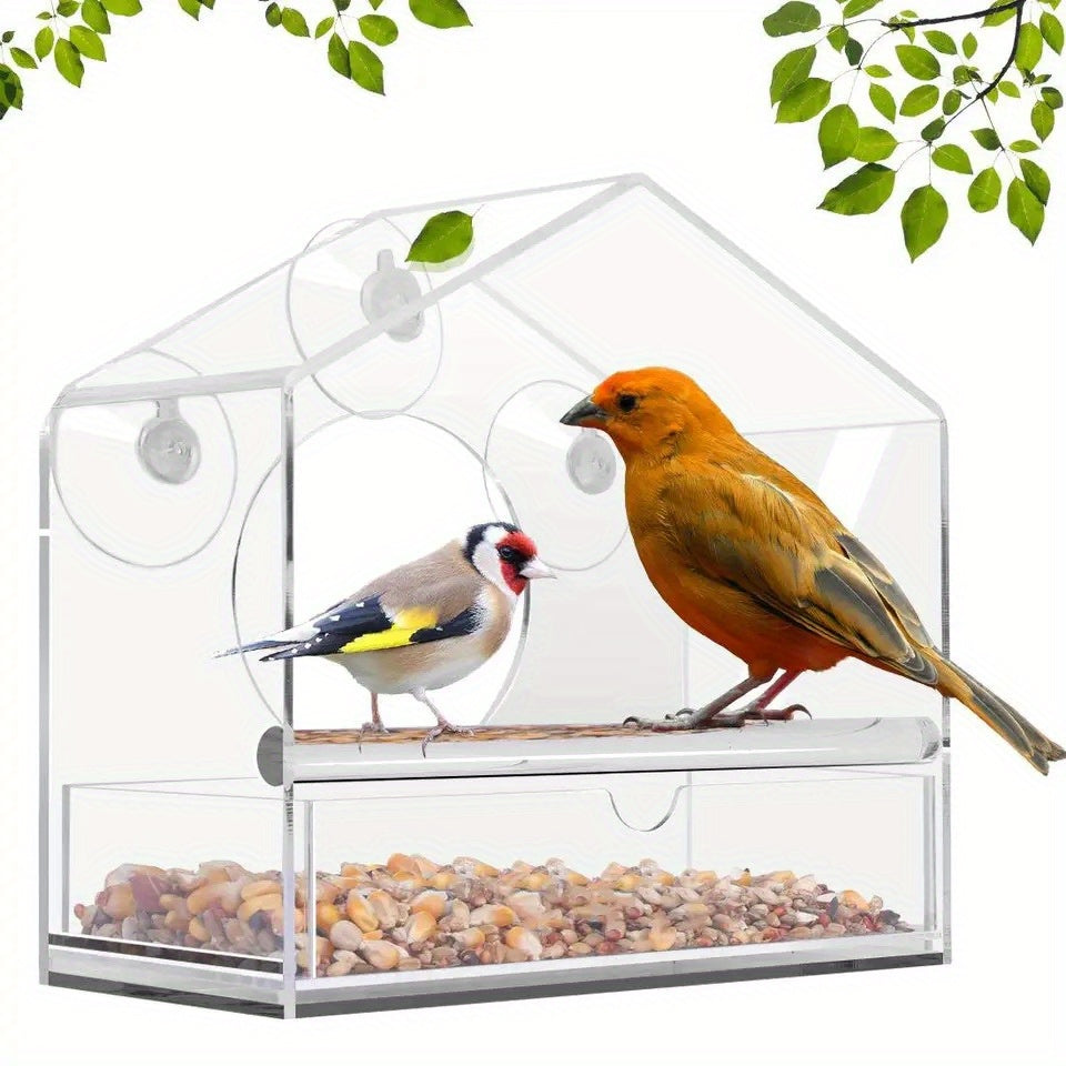 Acrylic Clear Glass Window Bird Feeder