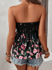 Floral Print Tube Top Sleeveless Sexy Summer Women's Clothing