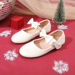 Girls Bowknot Leather Shoes Lightweight Soft Princess Shoes
