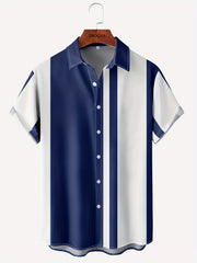 Stripe Print Men s Casual Short Sleeve Shirt for Summer Vacation