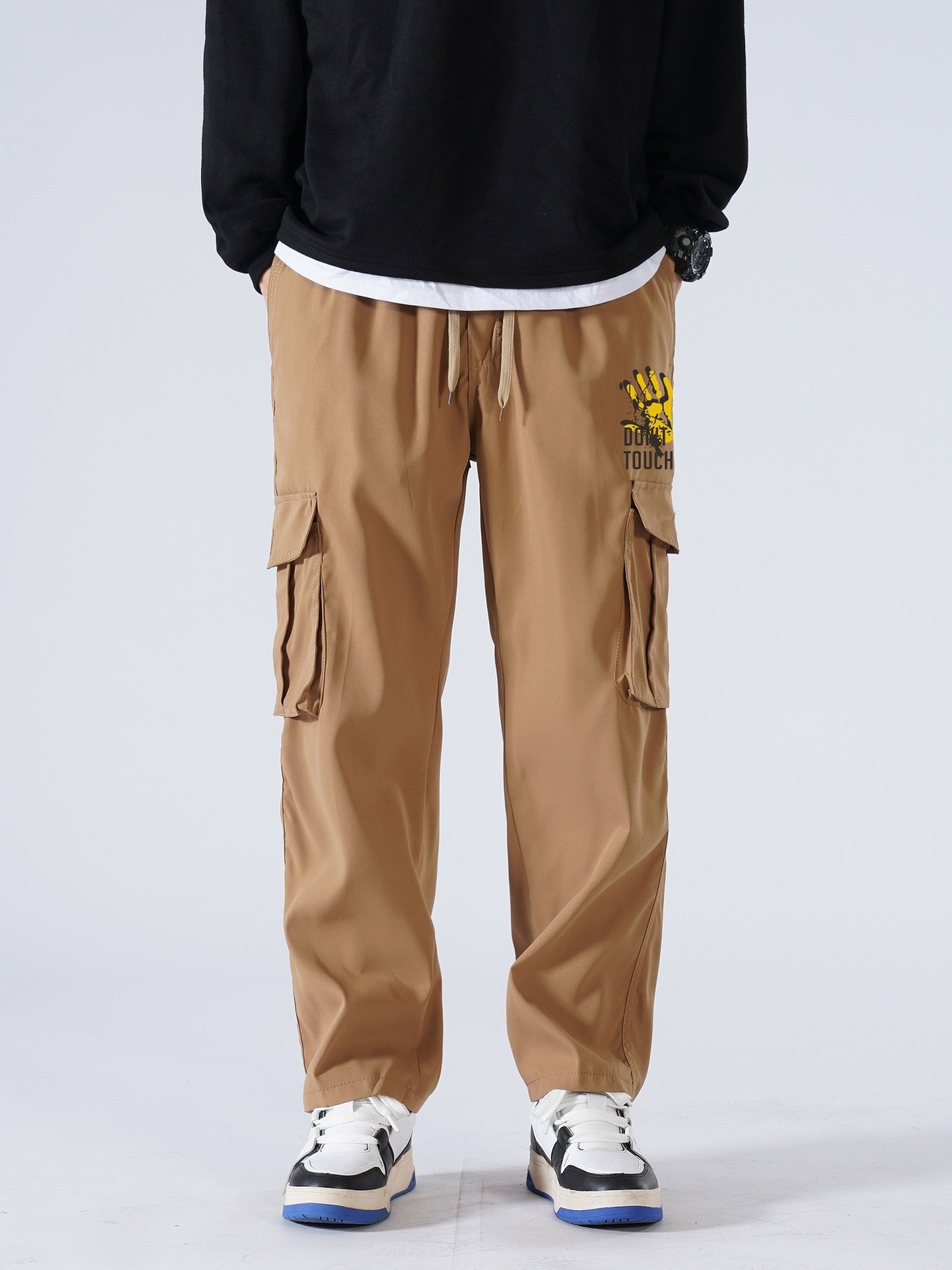 Men's Casual Drawstring Cargo Pants for Spring/Fall