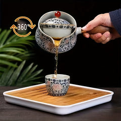 Ceramic Tea Set Flower Printed Tea Pot Household Tea Set