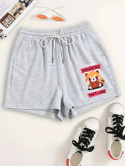 Women's Plus Raccoon & Slogan Print Pajama Shorts