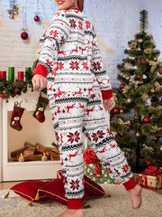 Women's Plus Elk Print Tee & Joggers Set - Christmas Casual Loungewear