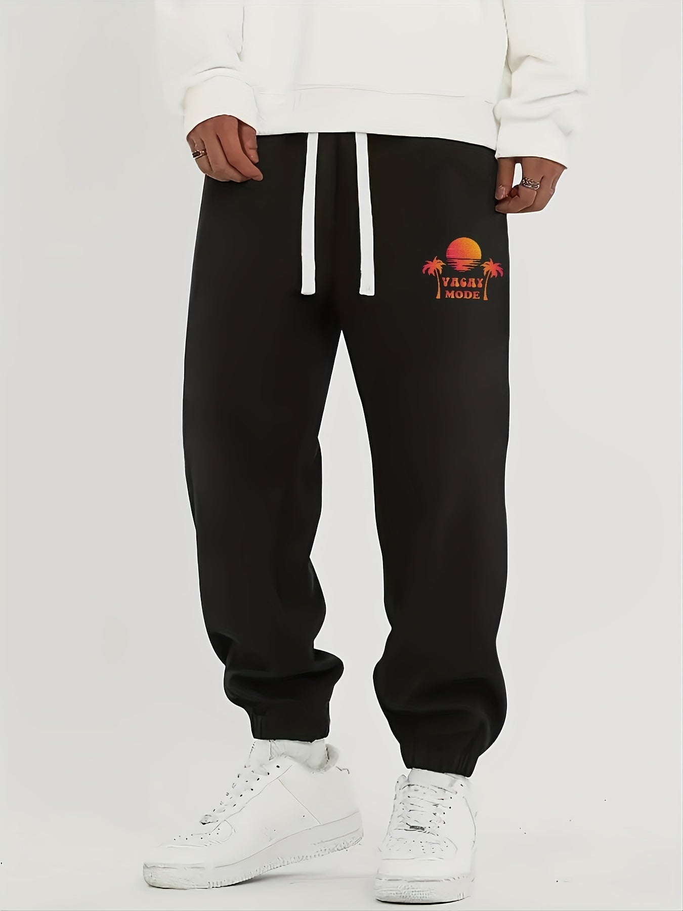 Christian Cross Print Drawstring Sweatpants Loose Fit Casual Joggers