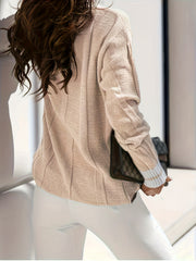 Casual Sweater Women's Plus Colorblock V Neck Jumper