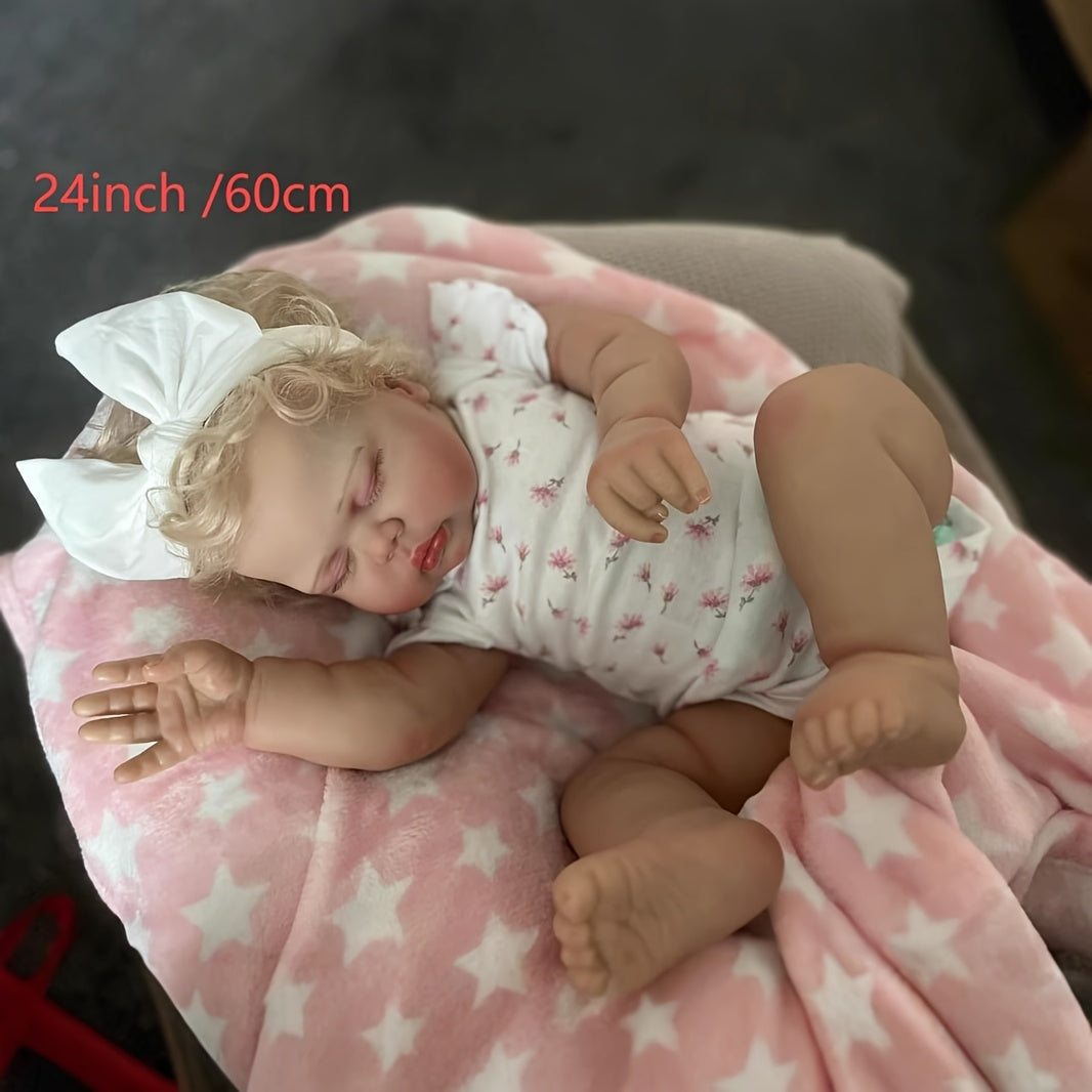 24 Inch Vinyl Closed Eye Pickle Reborn Doll Soft Body Lifelike Companion Toy