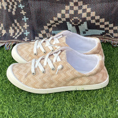 Women's Geometric Striped Flat Sports Sneakers
