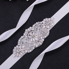 Rhinestone Waistband Satin Ribbon Belt Waist Chain Bridal Wedding Dress
