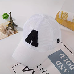 Kids Letter A Embroidered Baseball Cap Mesh Sun Screen Sport Hat