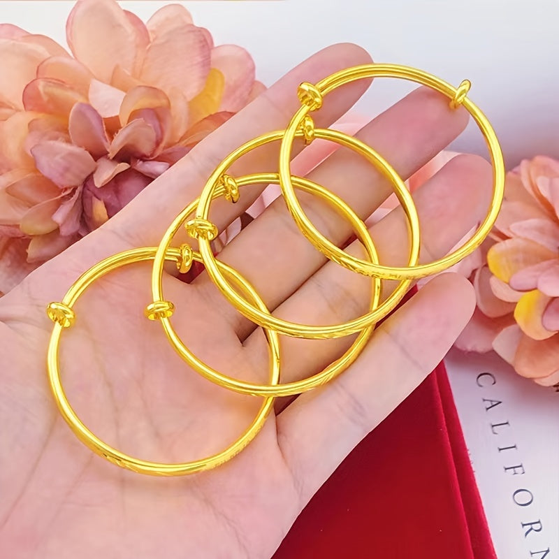 Kids Baby Plated Bangle Blessing Meaningful Chinese Characters Copper Bracelet