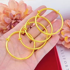 Kids Baby Plated Bangle Blessing Meaningful Chinese Characters Copper Bracelet