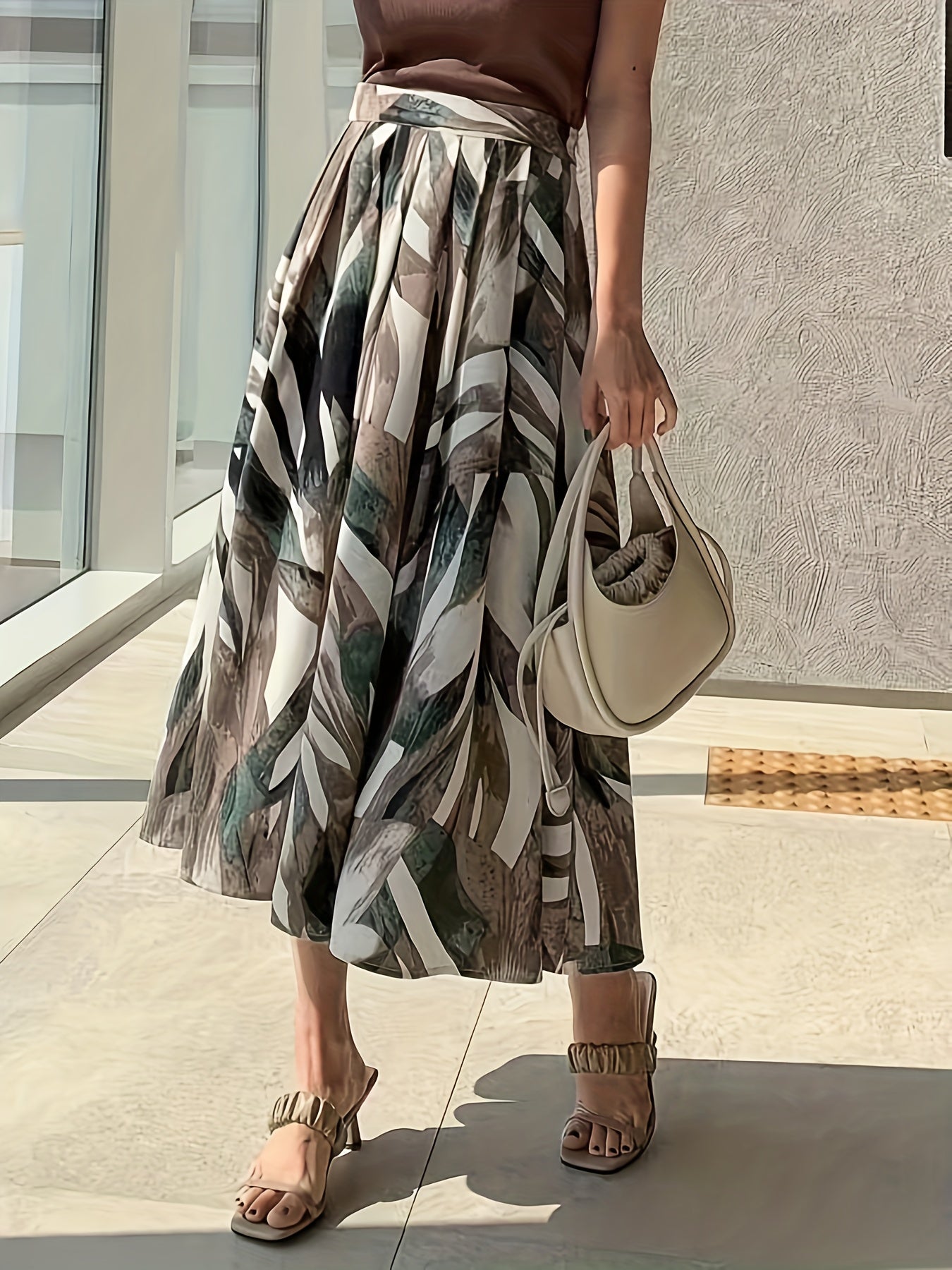 Spring & Summer High Waist Swing Skirt All-over Print