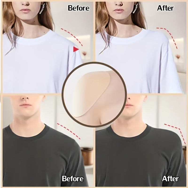 2pcs Invisible Silicone Shoulder Pads Removable Reusable Self adhesive