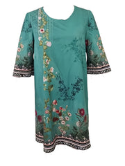 Floral Print Flared Sleeve Mini Dress Vintage Crew Neck Women's Clothing