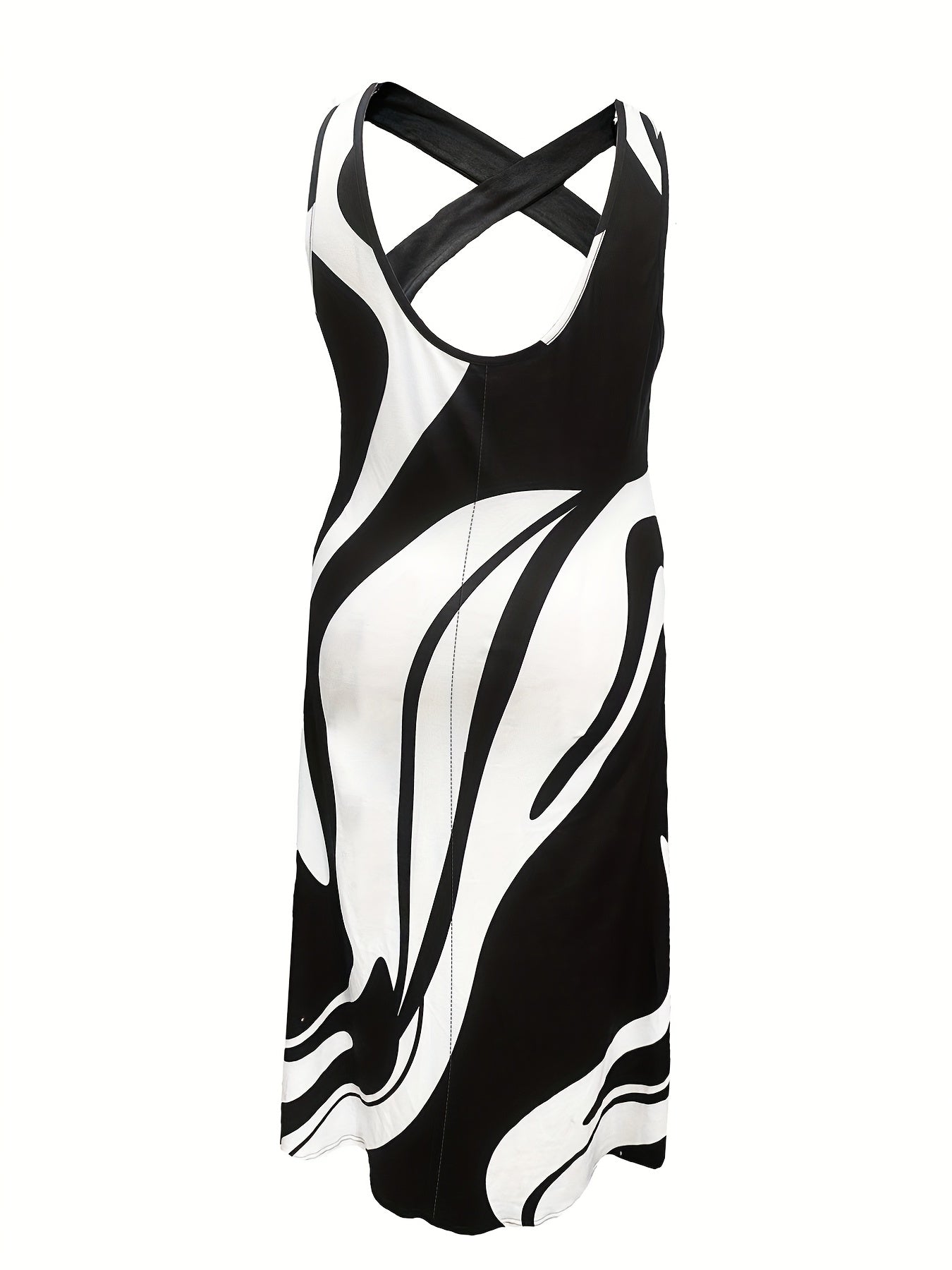 Stripe Print Cross Neck Maxi Dress